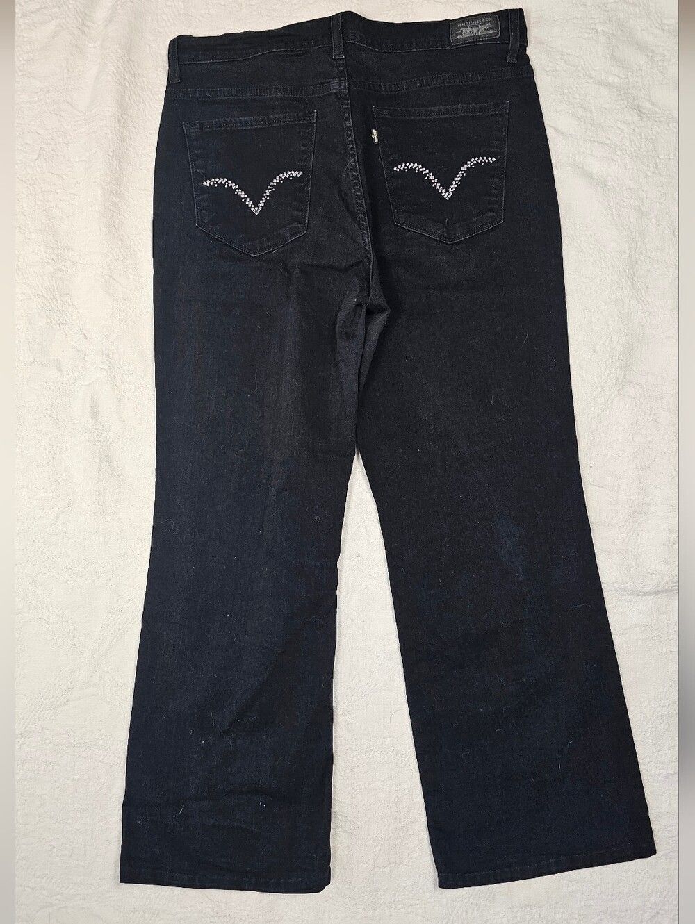 Levi's 512 Perfectly Slimming Bootcut Jeans Women's 14 Black Studded Stretch
